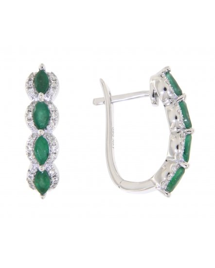 MARQUISE COLORED STONE DIAMOND HUGGIES (TE831)