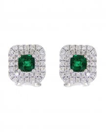CUSHION EMERALD DIAMOND OMEGA BACK  (TE869)