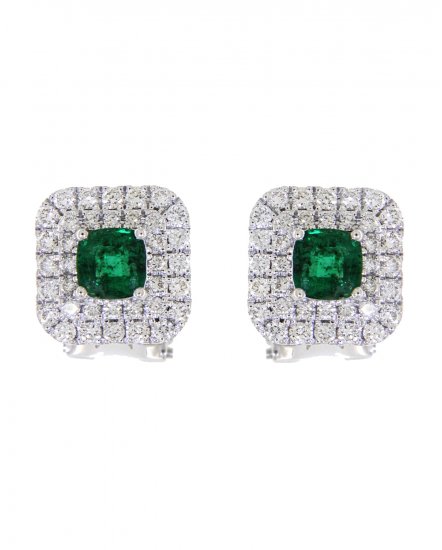 CUSHION EMERALD DIAMOND OMEGA BACK  (TE869)