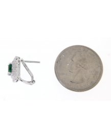 CUSHION EMERALD DIAMOND OMEGA BACK  (TE869)