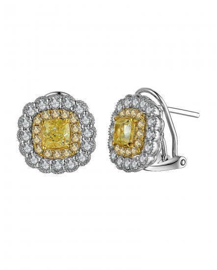 MULTI TONE CUSHION DIAMOND OMEGA BACK (TE896)