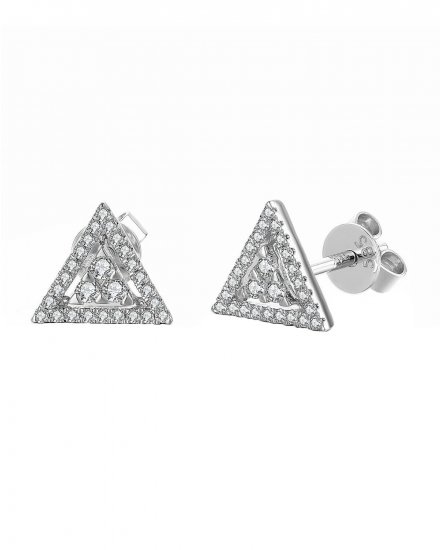 TRIANGLE STYLE COLORED STONE DIAMOND STUDS (TE920)