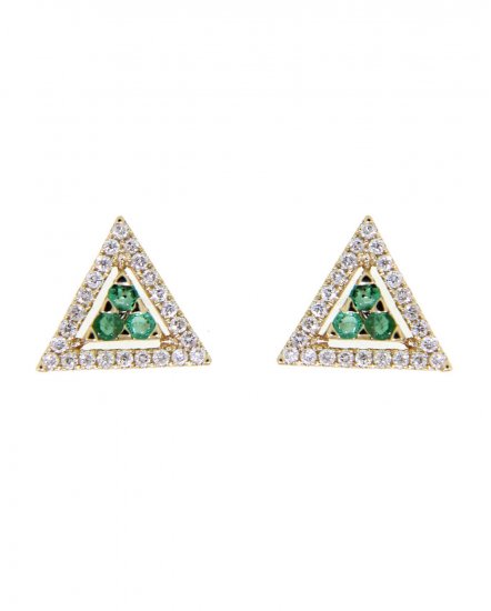 TRIANGLE STYLE COLORED STONE DIAMOND STUDS (TE920)