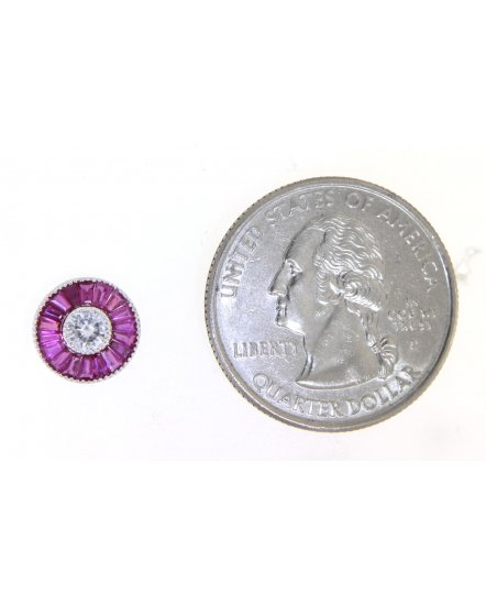 ROUND RUBY DIAMOND STUDS (TE941)