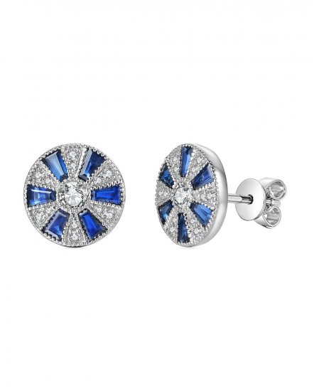 ROUND SAPPHIRE DIAMOND STUDS (TE958)