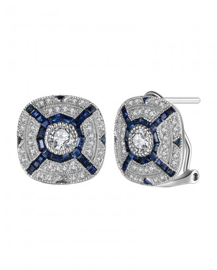 CUSHION STYLE SAPPHIRE DIAMOND OMEGA BACK (TE970)