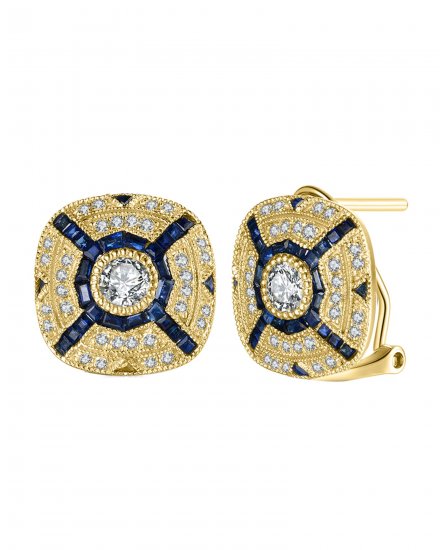 CUSHION STYLE SAPPHIRE DIAMOND OMEGA BACK (TE970)