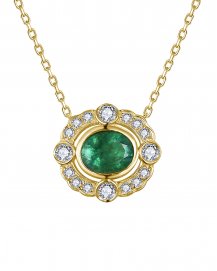 OVAL EMERALD DIAMOND NECKLACE (TN1001)
