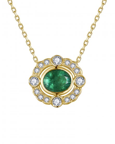 OVAL EMERALD DIAMOND NECKLACE (TN1001)