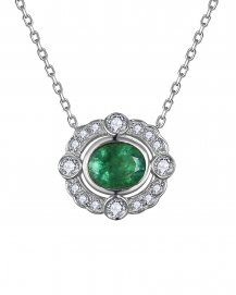 OVAL EMERALD DIAMOND NECKLACE (TN1001)