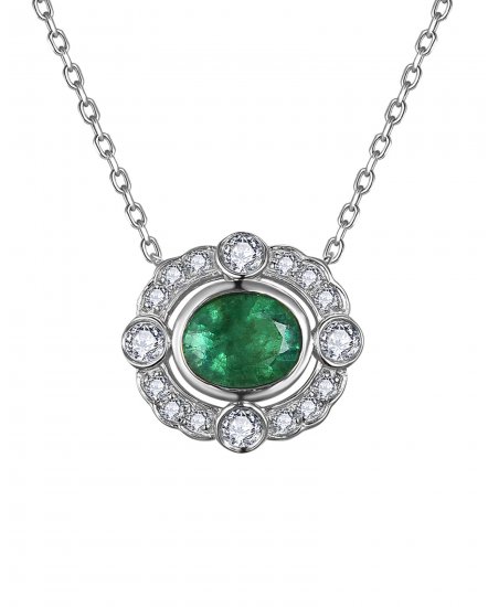 OVAL EMERALD DIAMOND NECKLACE (TN1001)
