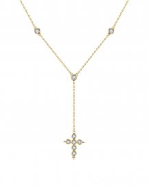 CROSS DIAMOND DROP DANGLE NECKLACE (TN1033)