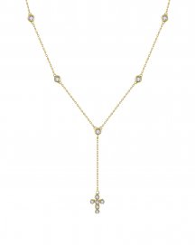 CROSS DIAMOND DROP DANGLE NECKLACE (TN1034)