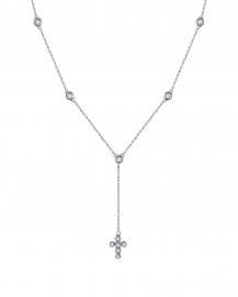 CROSS DIAMOND DROP DANGLE NECKLACE (TN1034)