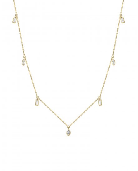 MARQUISE BAGUETTE DIAMOND DANGLE NECKLACE (TN1040)