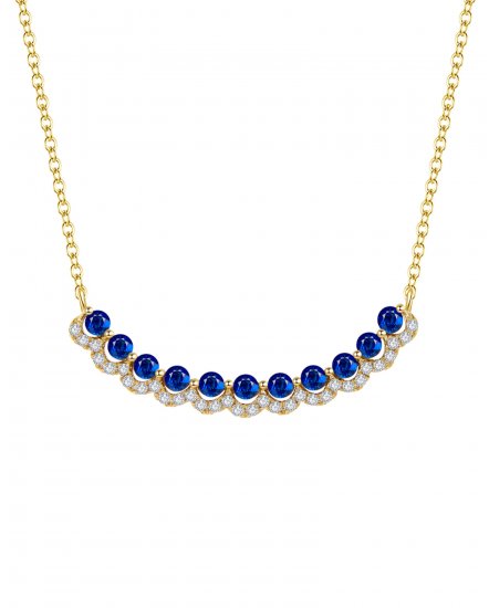 CURVED STYLE SAPPHIRE DIAMOND NECKLACE (TN253)