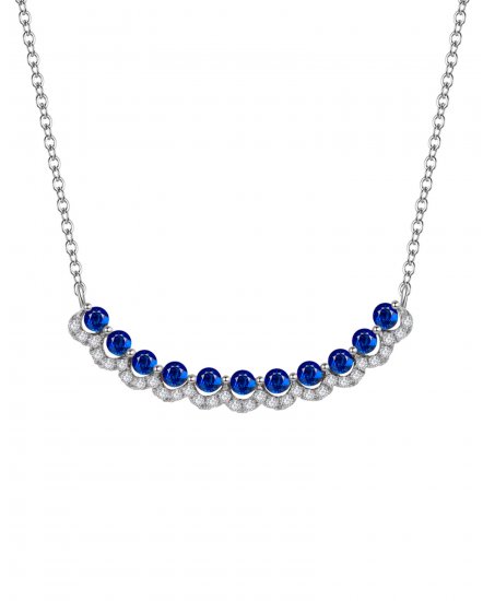 CURVED STYLE SAPPHIRE DIAMOND NECKLACE (TN253)