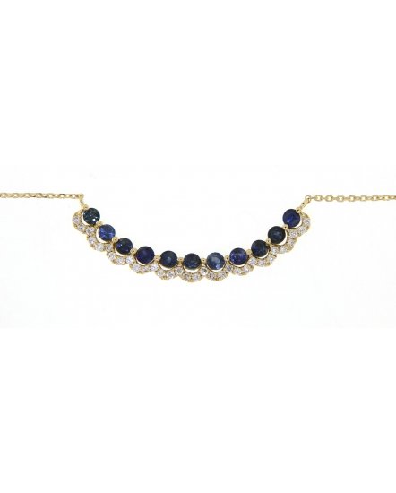CURVED STYLE SAPPHIRE DIAMOND NECKLACE (TN253)