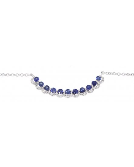 CURVED STYLE SAPPHIRE DIAMOND NECKLACE (TN253)