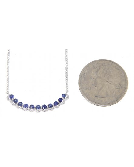 CURVED STYLE SAPPHIRE DIAMOND NECKLACE (TN253)