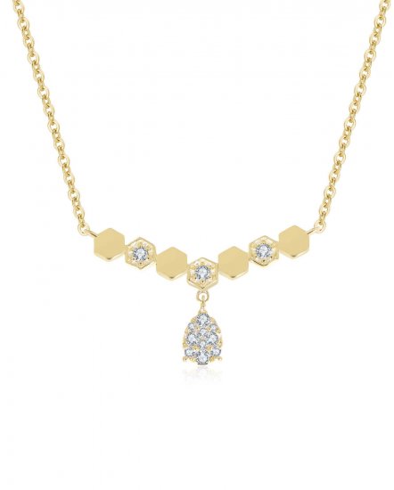 HEXAGON STYLE DIAMOND DANGLE NECKLACE (TN295)