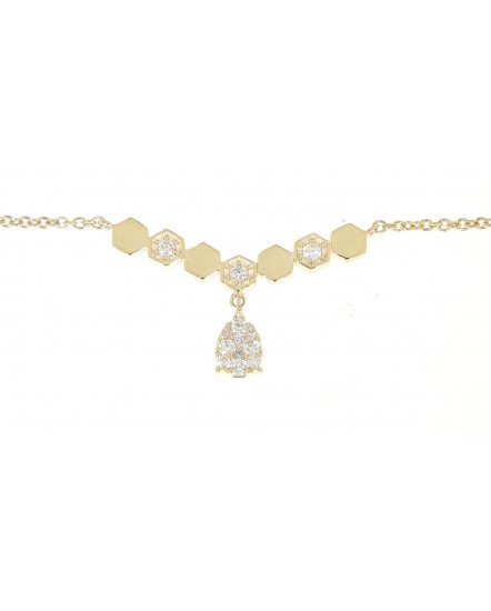 HEXAGON STYLE DIAMOND DANGLE NECKLACE (TN295)