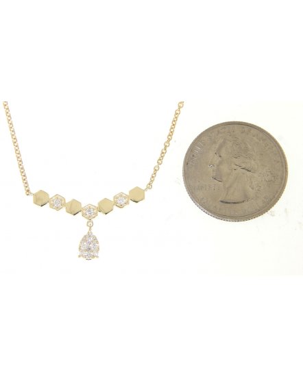 HEXAGON STYLE DIAMOND DANGLE NECKLACE (TN295)