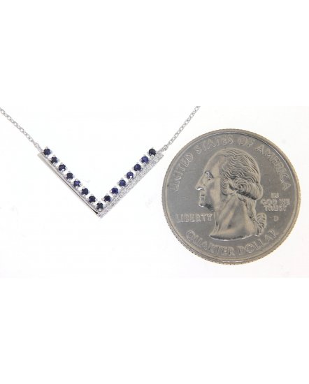 V STYLE SAPPHIRE DIAMOND NECKLACE (TN389)