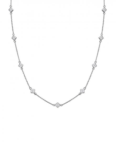 PRINCESS CUT DIAMOND BY THE YARD NECKLACE (TN419)