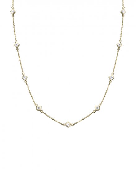 PRINCESS CUT DIAMOND BY THE YARD NECKLACE (TN419)