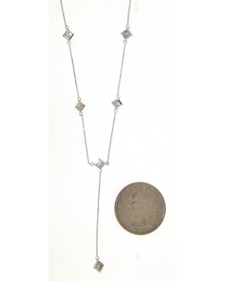 PRINCESS CUT DIAMOND BY THE YARD DANGLE DROP NECKLACE (TN421)