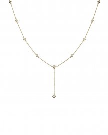 PRINCESS CUT DIAMOND BY THE YARD DANGLE DROP NECKLACE (TN425)