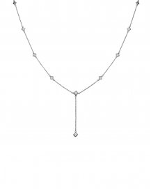 PRINCESS CUT DIAMOND BY THE YARD DANGLE DROP NECKLACE (TN425)