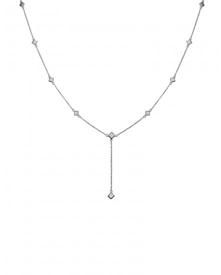 PRINCESS CUT DIAMOND BY THE YARD DANGLE DROP NECKLACE (TN425)