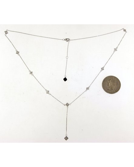 PRINCESS CUT DIAMOND BY THE YARD DANGLE DROP NECKLACE (TN425)