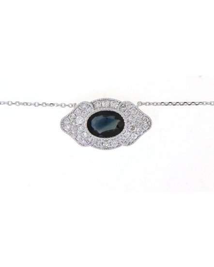 OVAL SAPPHIRE DIAMOND NECKLACE (TN433)
