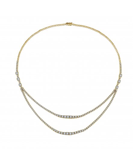 DOUBLE LAYER TENNIS DIAMOND NECKLACE (TN436)