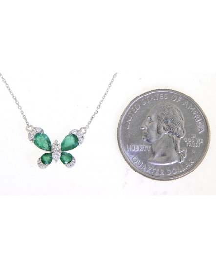 BUTTERFLY STYLE EMERALD DIAMOND NECKLACE (TN448)