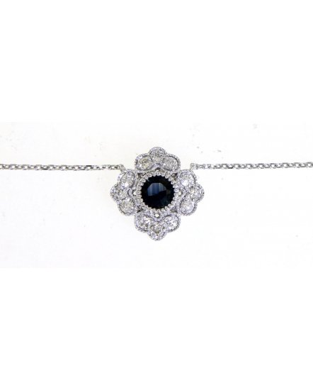 FOUR LEAF CLOVER STYLE SAPPHIRE DIAMOND NECKLACE (TN498)