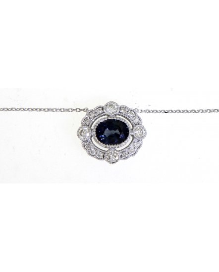 OVAL SAPPHIRE DIAMOND NECKLACE (TN503)