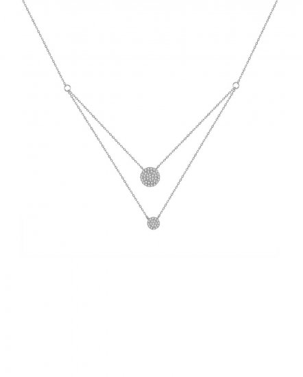 DOUBLE LAYER V STYLE DIAMOND NECKLACE (TN515)