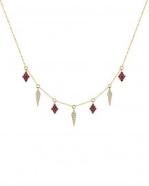 RUBY DIAMOND DANGLE NECKLACE (TN519)