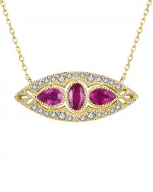 MARQUISE STYLE RUBY DIAMOND NECKLACE (TN536)