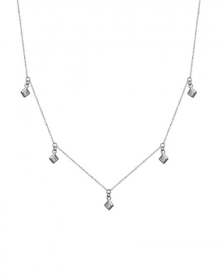 PRINCESS CUT DIAMOND BY THE YARD DANGLE NECKLACE (TN556)