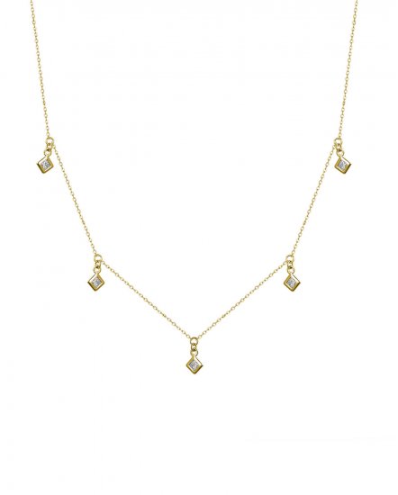 PRINCESS CUT DIAMOND BY THE YARD DANGLE NECKLACE (TN556)