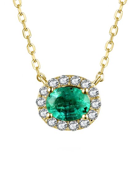 OVAL EMERALD DIAMOND NECKLACE (TN570)