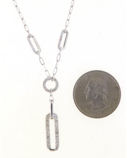 OPEN BAR DIAMOND DANGLE DROP NECKLACE (TN576)