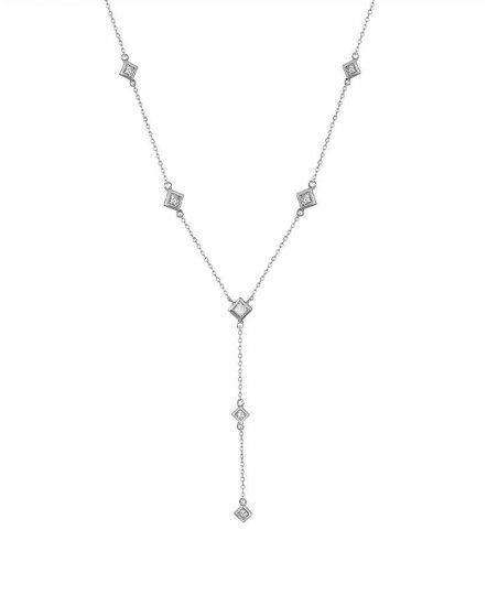 PRINCESS CUT DIAMOND BY THE YARD DANGLE DROP NECKLACE (TN577)