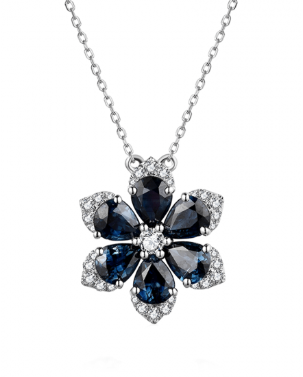 FLORAL STYLE SAPPHIRE DIAMOND NECKLACE (TN593)