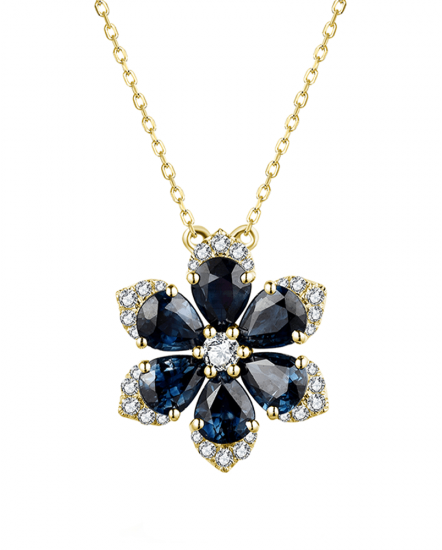 FLORAL STYLE SAPPHIRE DIAMOND NECKLACE (TN593)